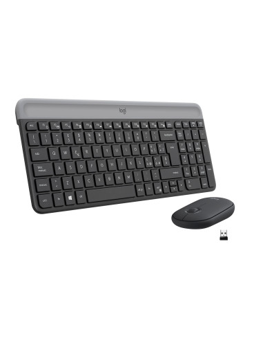 Logitech MK470 Kit Mouse e Tastiera Wireless per Windows, Ricevitore USB 2.4 GHz, ‎Sottile, Compatto, Silenzioso, Batteria