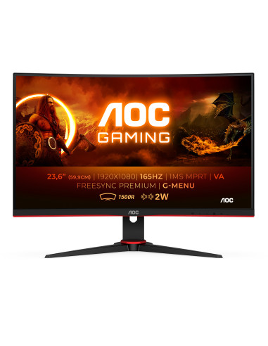 AOC G2 C24G2AE BK Monitor PC 59,9 cm (23.6") 1920 x 1080 Pixel Full HD LED Nero, Rosso