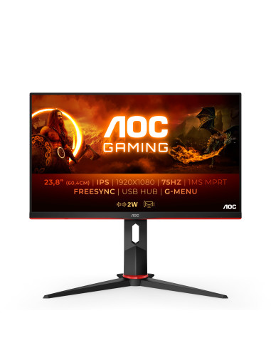 AOC G2 24G2U5 BK Monitor PC 60,5 cm (23.8") 1920 x 1080 Pixel Full HD LED Nero, Rosso