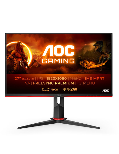 AOC C27G2AE BK LED display 68,6 cm (27") 1920 x 1080 Pixel Full HD Nero, Rosso