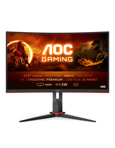 AOC G2 C24G2U BK Monitor PC 59,9 cm (23.6") 1920 x 1080 Pixel Full HD LED Nero, Rosso