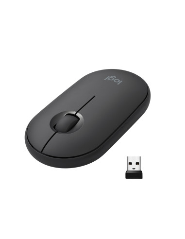 Logitech Pebble, mouse wireless con Bluetooth o ricevitore da 2,4 GHz, mouse per computer con clic silenzioso per laptop,