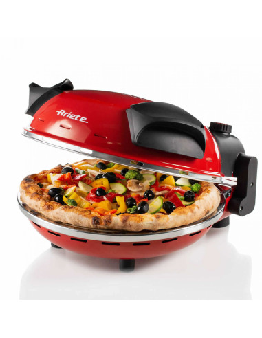 Ariete 909 Forno Pizza - Pizza in 4 minuti - Piastra in pietra refrattaria con trattamento antiaderente - Temperatura max 400°