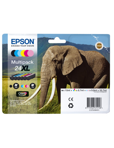 Epson Elephant Multipack 6-colours 24XL Claria Photo HD Ink