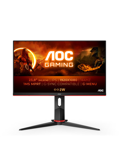 AOC G2 24G2AE BK Monitor PC 59,9 cm (23.6") 1920 x 1080 Pixel Full HD LED Nero, Rosso