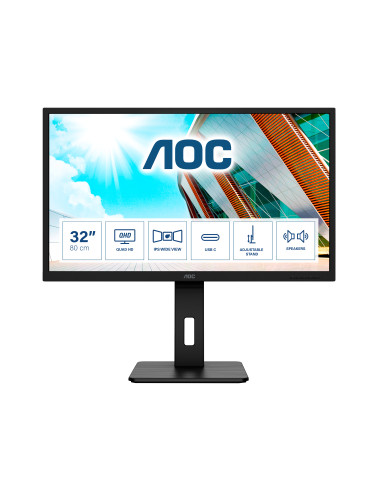 AOC Q32P2CA Monitor PC 80 cm (31.5") 2560 x 1440 Pixel 2K Ultra HD LED Nero