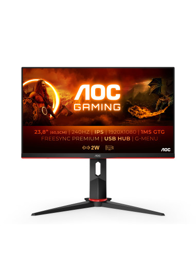 AOC G2 24G2ZU BK LED display 60,5 cm (23.8") 1920 x 1080 Pixel Full HD Nero, Rosso