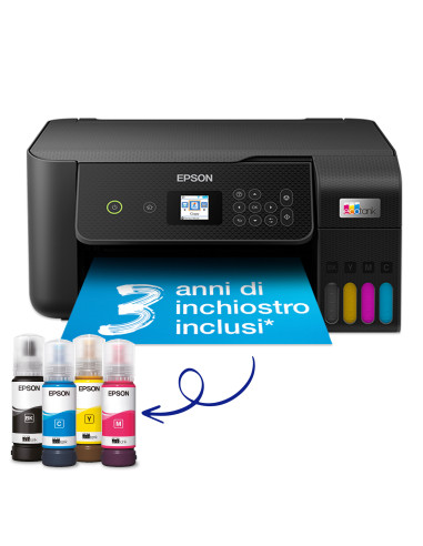 Epson EcoTank ET-2820 stampante multifunzione inkjet 3-in-1 A4, serbatoi ricaricabili alta capacità, 4 flaconi inclusi pari a