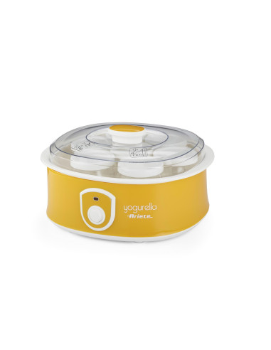 Ariete 617 Yogurella - Yogurtiera Elettrica - 7 vasetti in vetro - 1,3kg di yogurt fatto in casa - 20 Watt - Bianco e Giallo