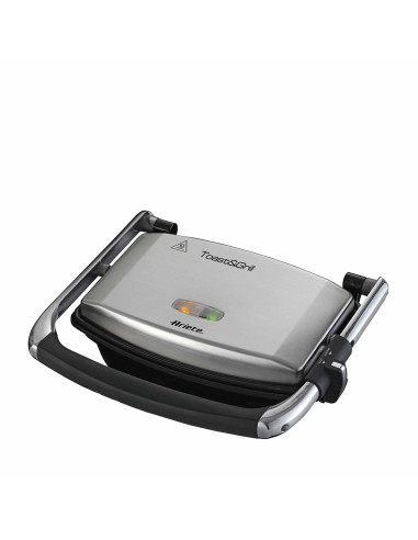 Ariete 1911 Toast & Grill Slim - Piastra elettrica antiaderente per toast e sandwich - piastra rigata - 1000 Watt - Argento