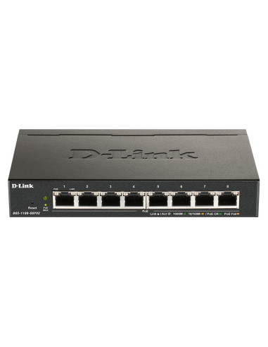 D-Link DGS-1100-08PV2 switch di rete Gestito L2 L3 Gigabit Ethernet (10 100 1000) Supporto Power over Ethernet (PoE) Nero