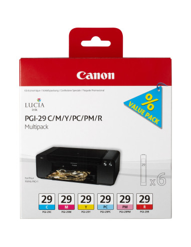 Canon 6 Cartucce d'inchiostro Multipack PGI-29 C M Y PC PM R