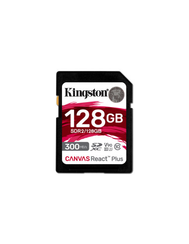 Kingston Technology 128GB Canvas React Plus SDXC UHS-II 300R 260W U3 V90 for Full HD 4K 8K