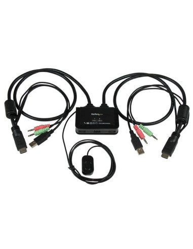 StarTech.com Switch KVM cavo HDMI USB 2 porte con audio e switch remoto – Alimentazione USB