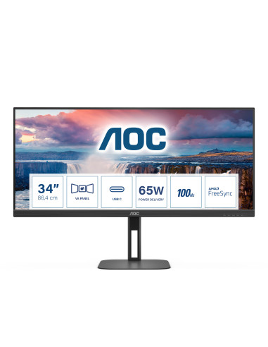 AOC V5 U34V5C BK Monitor PC 86,4 cm (34") 3440 x 1440 Pixel UltraWide Quad HD LCD Nero