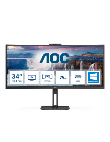 AOC V5 CU34V5CW BK LED display 86,4 cm (34") 3440 x 1440 Pixel Wide Quad HD Nero