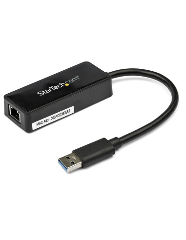 StarTech.com Adattatore USB 3.0 a Ethernet Gigabit (RJ45) - Scheda di rete NIC esterna con porta USB integrata - Nero