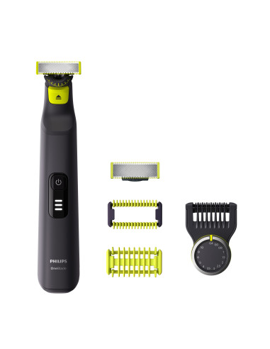 Philips OneBlade Pro 360 Face & Body Rasoio, Regolabarba e Rifinitore con Pettine di Precisione Regolabile 14 Lunghezze