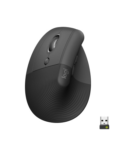 Logitech Lift Left Mouse Ergonomico Verticale, per Mancini, Senza Fili, Bluetooth o Logi Bolt USB, Clic Silenziosi, 4 Tasti,