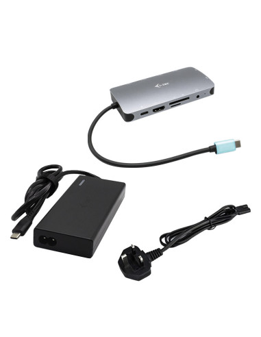 i-tec Metal USB-C Nano Dock HDMI VGA with LAN + Universal Charger 77 W