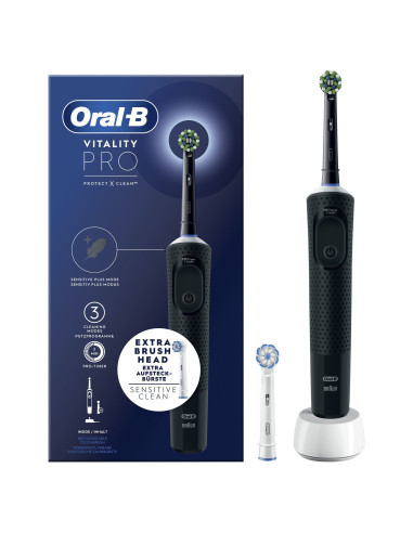 Oral-B Vitality Spazzolino Elettrico Ricaricabile Pro Nero, 2 testine