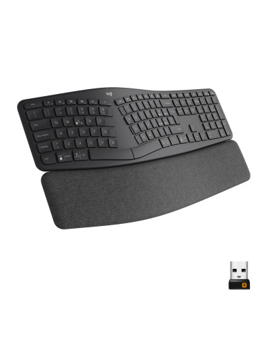 Logitech ERGO K860 Wireless Split Keyboard - Tastiera Ergonomica Wireless, Poggiapolsi, Connettività Bluetooth e USB,