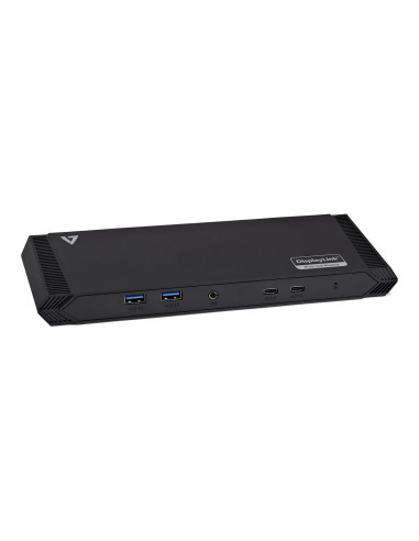 V7 DOCKUSBC replicatore di porte e docking station per laptop USB 3.2 Gen 1 (3.1 Gen 1) Type-A Nero