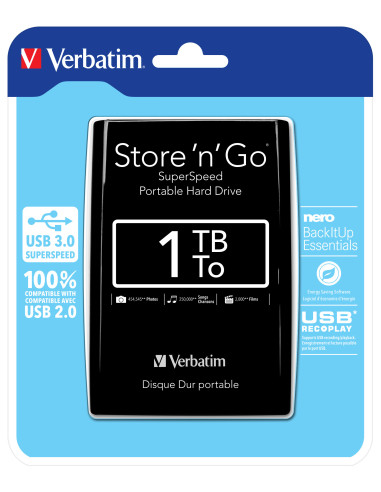 Verbatim Disco rigido portatile Store 'n' Go USB 3.0 da 1 TB Nero