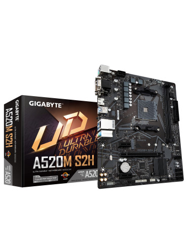 GIGABYTE Scheda madre A520M S2H - Supporta CPU AMD Ryzen serie 5000 AM4, VRM digitale puro 4+3 fasi, fino a 5100MHz DDR4 (OC),