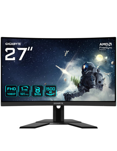 GIGABYTE G27FC A 27" Monitor da Gioco Curvo FHD - 1920 x 1080, 1500R, 165Hz, 1ms, 250 cd m², FreeSync Premium, HDMI 1.4,