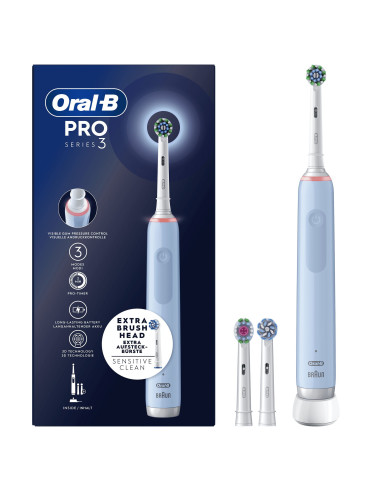 Oral-B PRO Spazzolino Elettrico Ricaricabile 3 3700 Blu, 3 testine, 1 Spazzolino