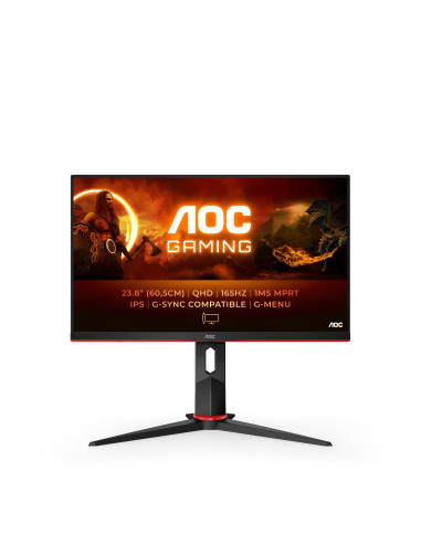 AOC G2 Q24G2A BK LED display 60,5 cm (23.8") 2560 x 1440 Pixel Quad HD LCD Nero, Rosso