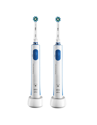 Oral-B PRO 600 Cross Action Adulto BIPACCO 2 Spazzolini - rotante-oscillante Blu, Bianco