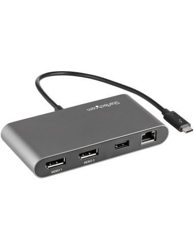 StarTech.com Thunderbolt 3 Mini Dock - Docking Station TB3 portatile per doppio monitor DisplayPort 4K 60Hz -USB- A hub (USB