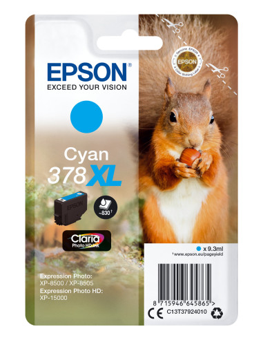 Epson Squirrel Singlepack Cyan 378XL Claria Photo HD Ink