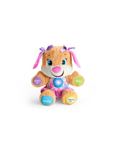 Fisher-Price La Sorellina del Cagnolino Ridi e Impara, Morbido Peluche Educativo con Musica e Canzoni, Giocattolo per Bambini