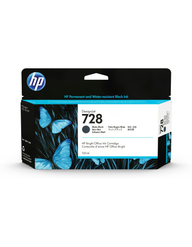 HP 728 130-ml Matte Black DesignJet Ink Cartridge cartuccia d'inchiostro 1 pz Originale Resa standard Nero opaco