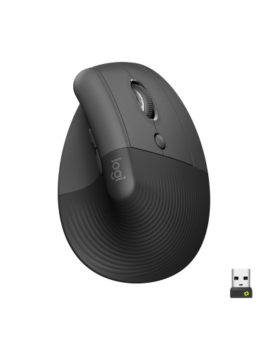 Logitech Lift Mouse Ergonomico Verticale, Senza Fili, Ricevitore Bluetooth o Logi Bolt USB, Clic Silenziosi, 4 Tasti,