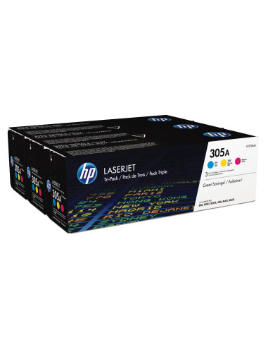 HP Confezione da 3 cartucce originali di toner ciano magenta giallo LaserJet 305A