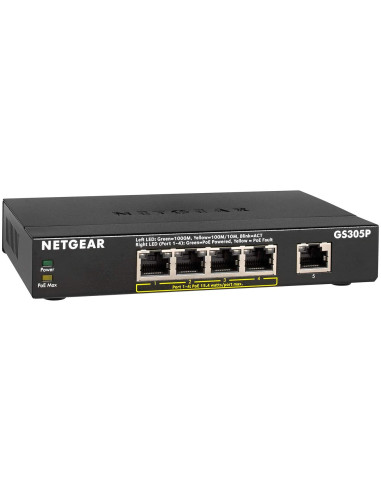 NETGEAR GS305P Non gestito Gigabit Ethernet (10 100 1000) Supporto Power over Ethernet (PoE) Nero