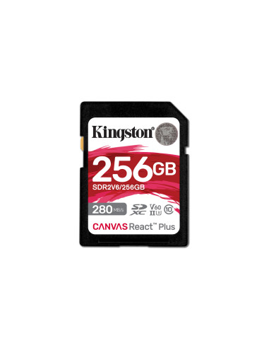 Kingston Technology 256GB Canvas React Plus SDXC UHS-II 280R 150W U3 V60 for Full HD 4K