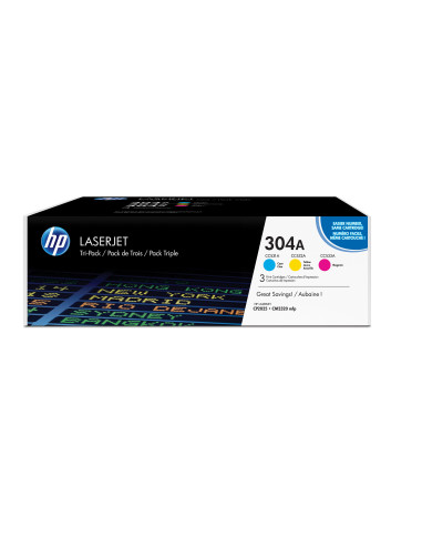 HP Confezione da 3 cartucce originali di toner ciano magenta giallo LaserJet 304A