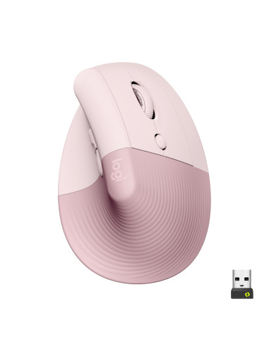 Logitech Lift Mouse Ergonomico Verticale, Senza Fili, Ricevitore Bluetooth o Logi Bolt USB, Clic Silenziosi, 4 Tasti,