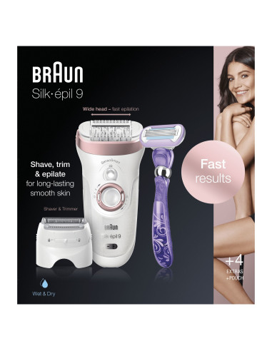 Braun Silk-épil 9 Epilierer -870 Senso Smart 40 pinzette Rosa, Bianco