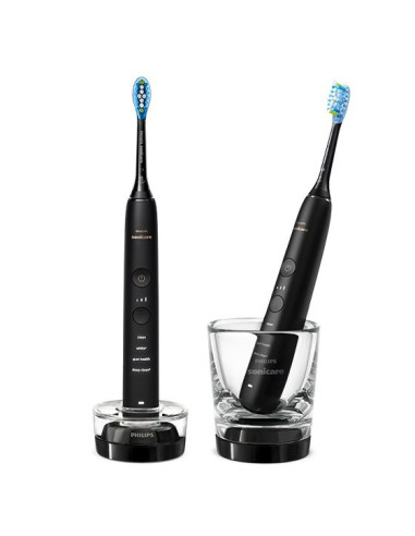 Philips DiamondClean 9000 Sonicare Spazzolini Elettrici Sonici con App, confezione da 2 Spazzolini Neri HX9914 54