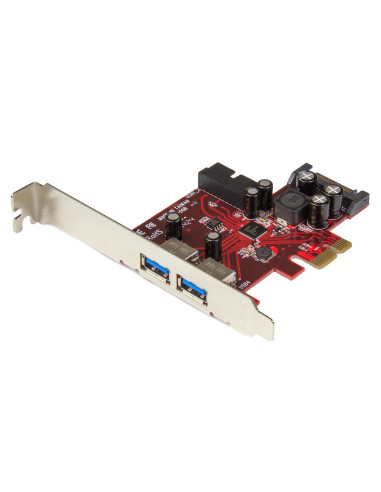 StarTech.com Scheda Espansione PCI Express USB 3.0 a 4 porte - 2 interne, 2 esterne - Adattatore PCIe alimentato SATA