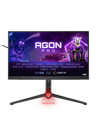 AOC AGON AG274QZM Monitor PC 68,6 cm (27") 2560 x 1440 Pixel Quad HD LED Nero, Rosso