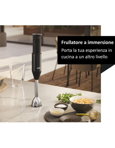 Haier Frullatore a immersione I-Master Serie 5 Nero, 3 lame in acciaio inox, becher 0,9 L, Accessoriato