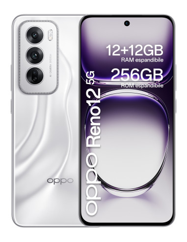 OPPO Reno12 5G AI Smartphone, Tripla fotocamera 50+8+2MP, Selfie 32MP, Display 6.7” 120HZ AMOLED FHD+, 5000mAh, RAM 24 GB