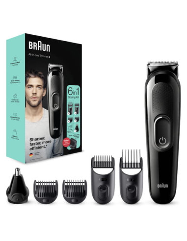 Braun All-in-one Rifinitore Tutto-In-Uno 3 MGK3320 Regolabarba Uomo 6-In-1, Tagliacapelli, Per Viso, Capelli